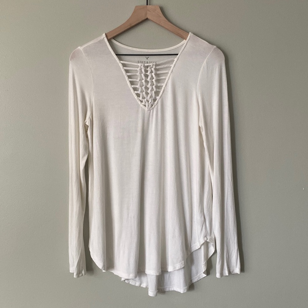American Eagle Top with Crotchet Neckline - Size M